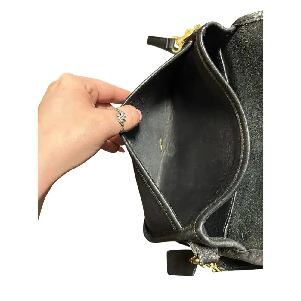 Vintage Coach Black Leather Small Pocket Purse Crossbody Bag 9755 - Picture 5 of 7